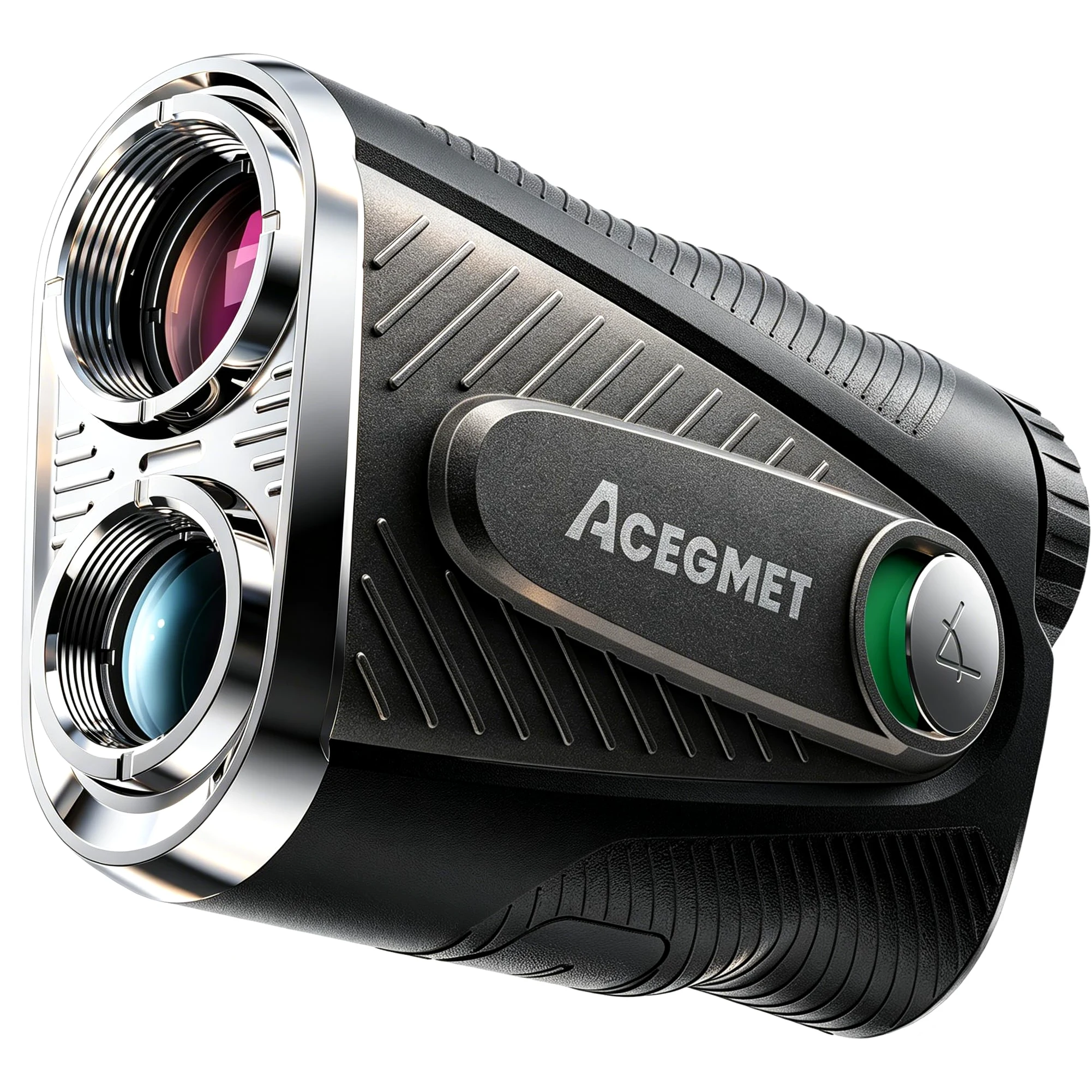 ACEGMET Telémetro de Golf con Distancia Bola-Bandera y Función de Inclinación - 1300 yd, Bloqueo de Bandera 0.1s con Vibración, Aumento 7X, Batería Híbrida Recargable, Pantalla Rojo/Negro, Imán