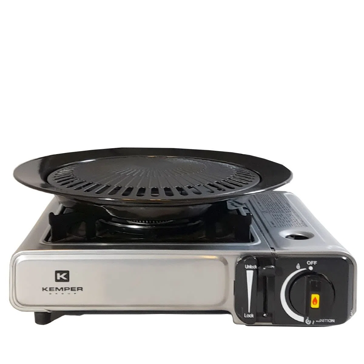KEMPER - Barbacoa Parrilla 2 en 1 Hornillo de gas piezoeléctrico 2200 W + Placa Grill Camping