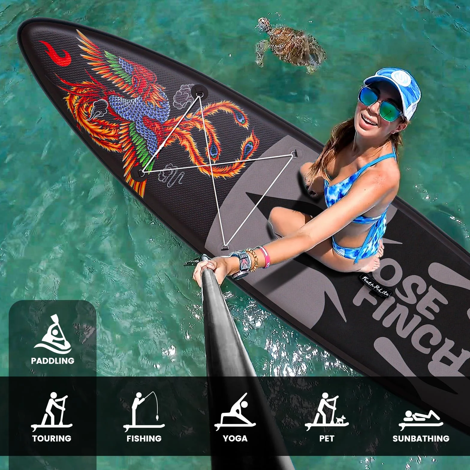 FEATH-R-LITE Tabla de Paddle Surf Inflable Multifuncional con Bomba Manual, Mochila Sup, Correa, Remo Ajustable, para Adultos de Todos los Niveles de Habilidad