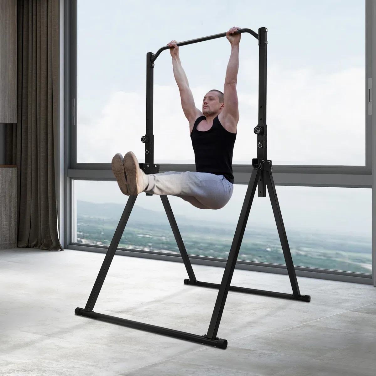 Barra horizontal ajustable,Barra vertical independiente de hasta 200 kg,Barra de ejercicio para interiores, entrenamiento en casa