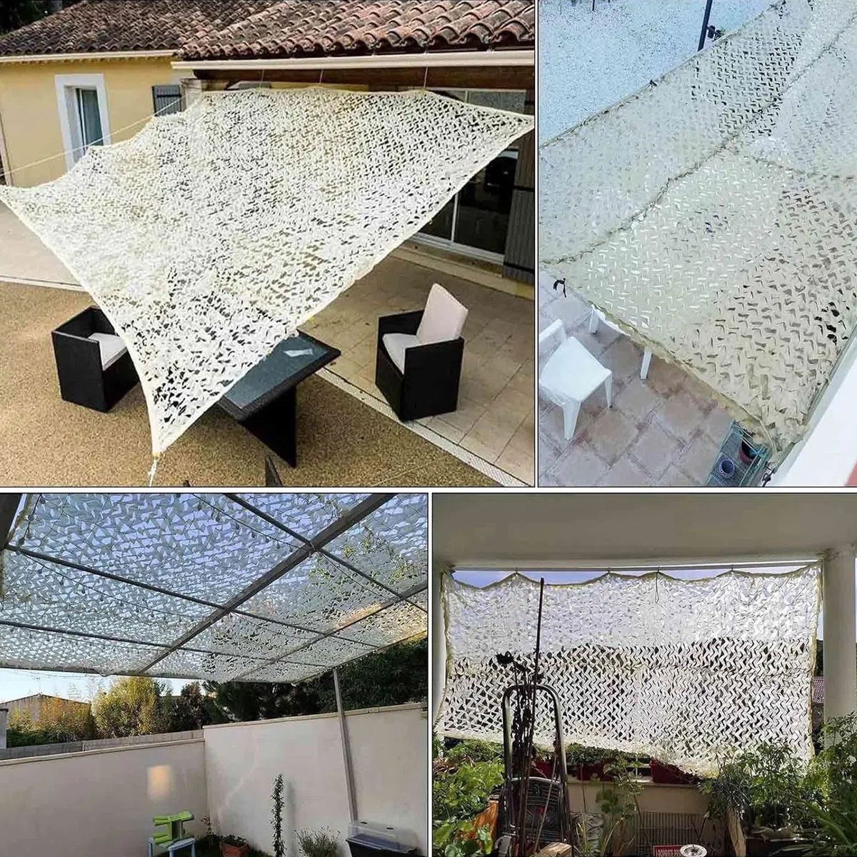 Malla de Sombra Protección Solar Gran Tamaño, 3x8m Red De Camuflaje Militar, para Decoración Jardín/Camping/Cobertura Coche/Decoración De Fiestas