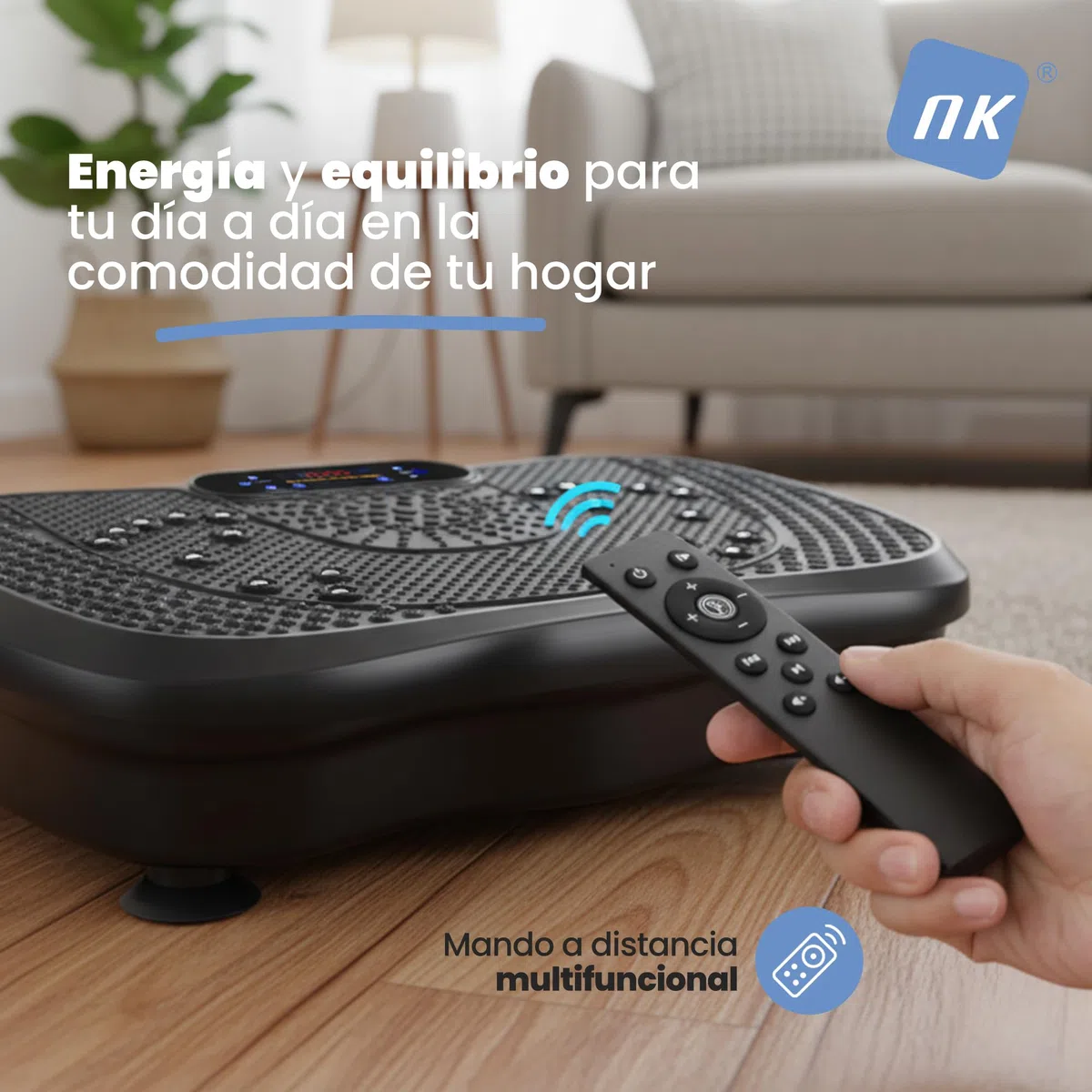 NK Plataforma Vibratoria de Entrenamiento, 99 Velocidades, 5 Modos Automáticos, Pantalla LED, Altavoz Bluetooth, Máquina de Ejercicio en Casa con Bandas de Resistencia, Silenciosa y Compacta