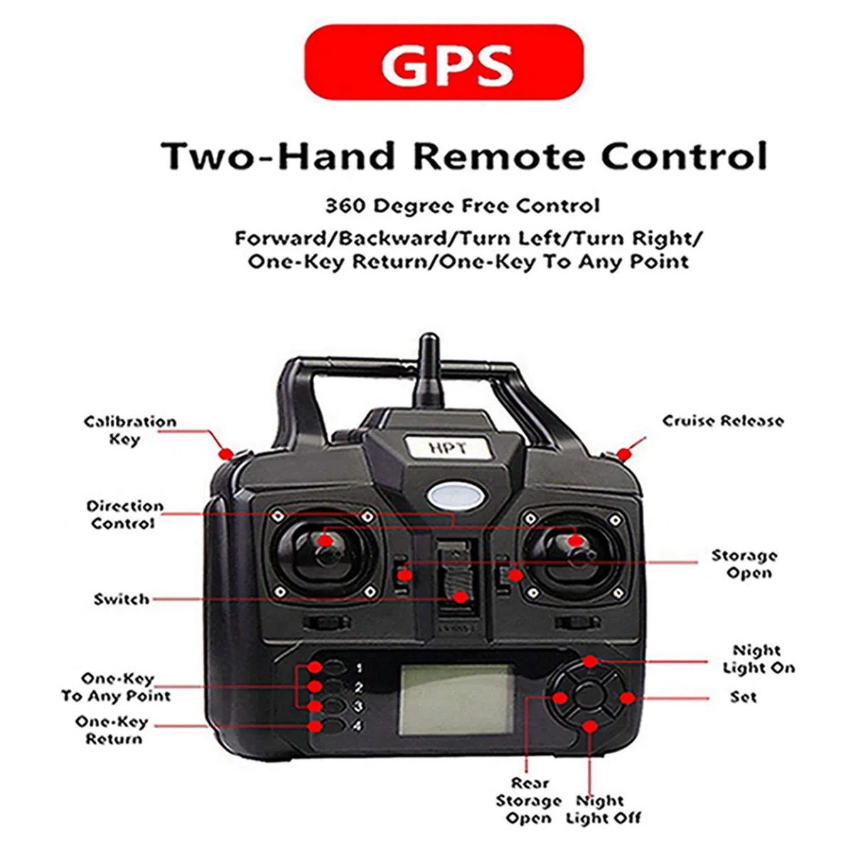 DINGYU RC Pesca Bait Boat GPS Posicionamiento Automático Devolución Dual-Motor Control Remoto De 500 Metros Pesca Barco De Control Remoto,12000Mah