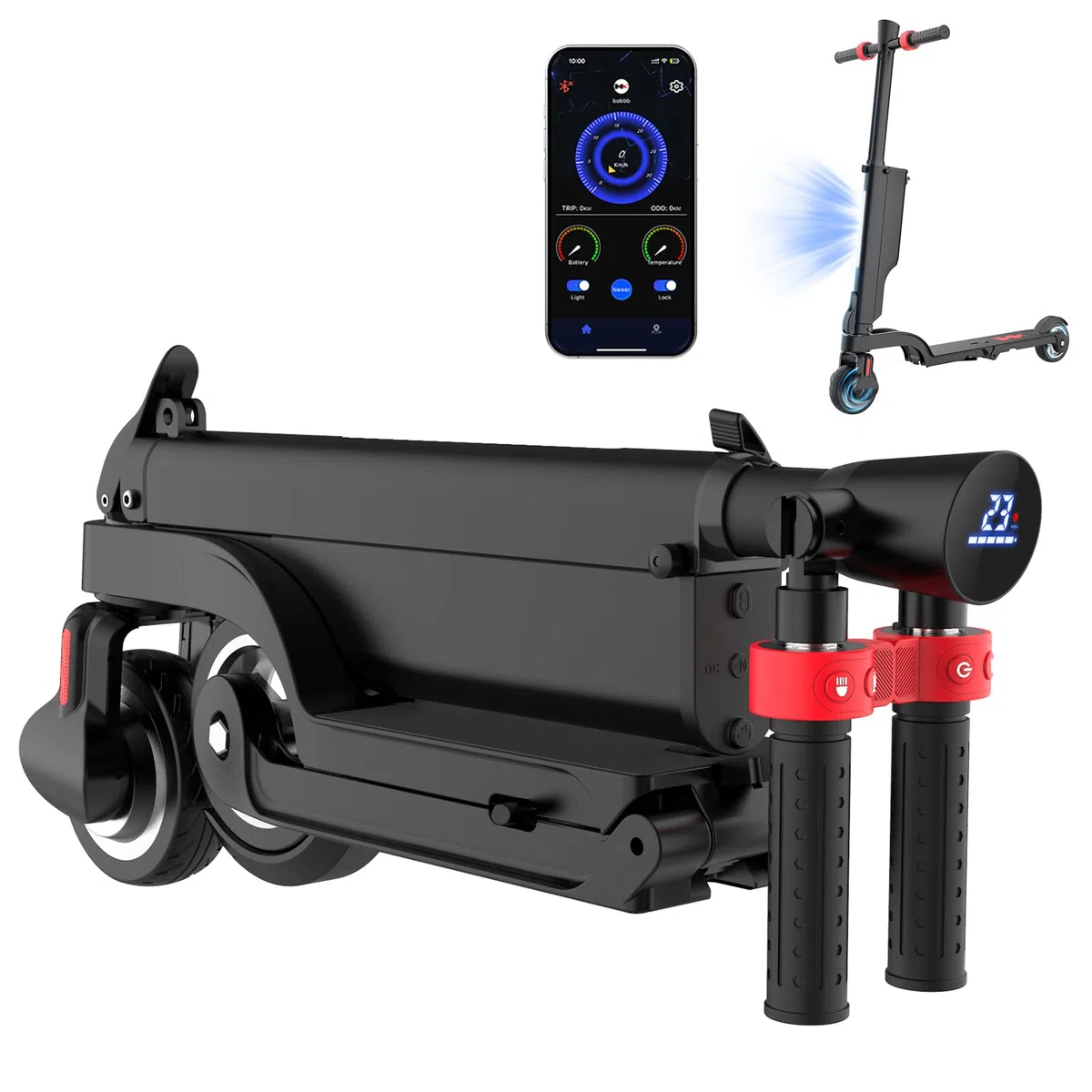 HX X6 Patinete Eléctrico Adultos 4 Pliegues para Mochila,El Portátil de los trotinete electrica Urbanos, Motor 350W & Batería Extraíble, Autonomía 20-40km,Pantalla Digital, aplicación