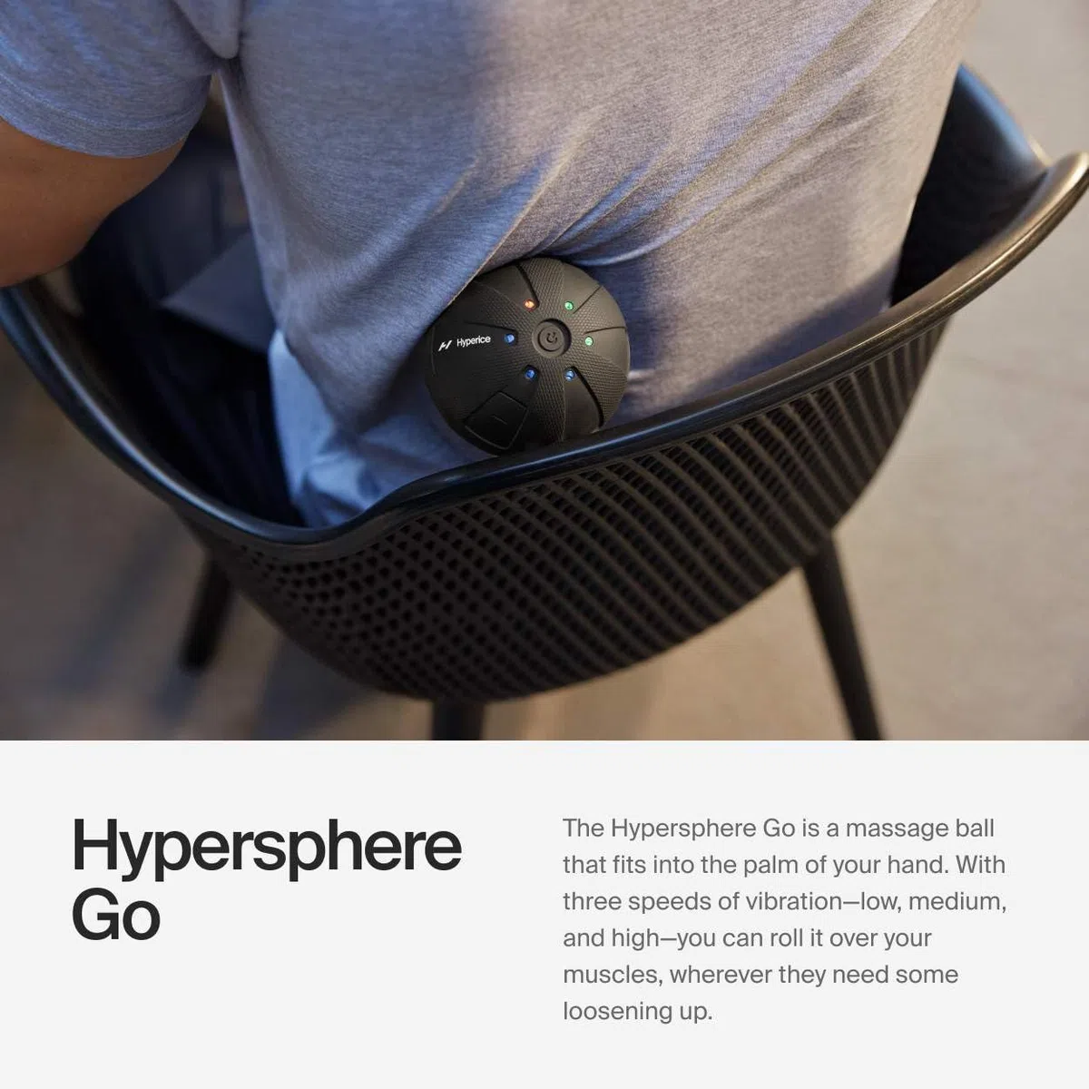 Hyperice Hypersphere Go - Bola de masaje con vibración para la recuperación muscular, liberación miofascial y alivio del dolor - masajeador portátil