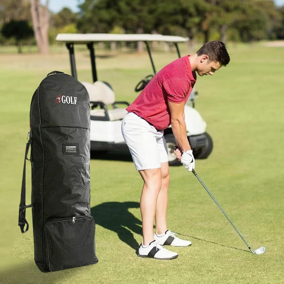 De Viaje De Golf | Cubierta De Protección De Viaje Para El Club De Golf Con Tirantes Ajustables, De Vuelo Con Ruedas Para Aviones De Tren Del Metro