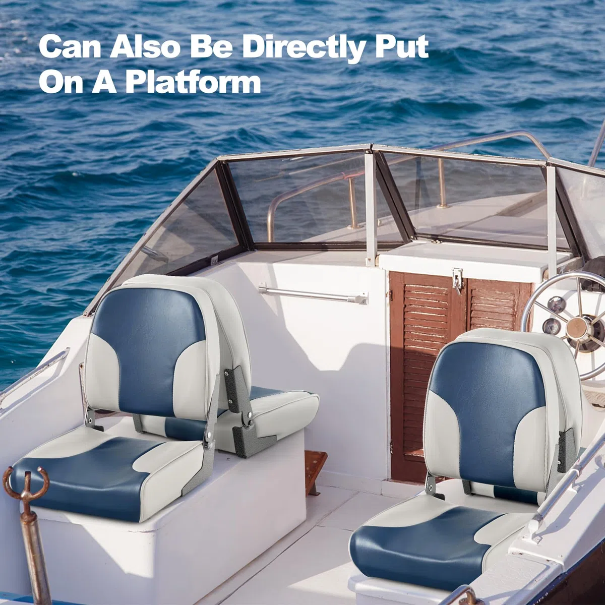 HOMASIS 2 asientos plegables para barcos acolchados, con asiento de 11 cm de grosor, silla de control impermeable con correa de fijación, asiento de control ergonómico para barco, 50 x 42 x 52 cm
