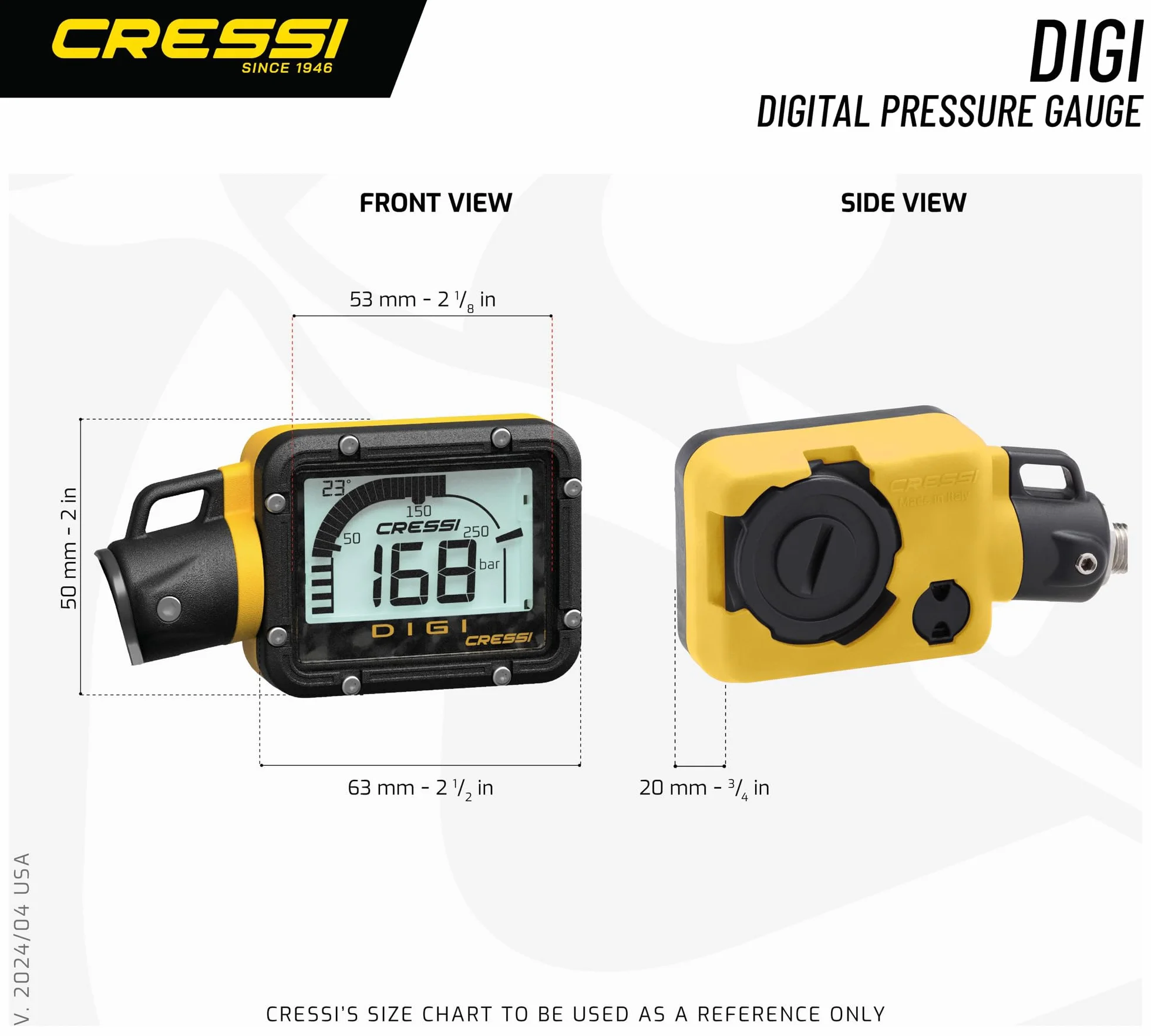Cressi Digital Gauge Test Digi Yellow Bar