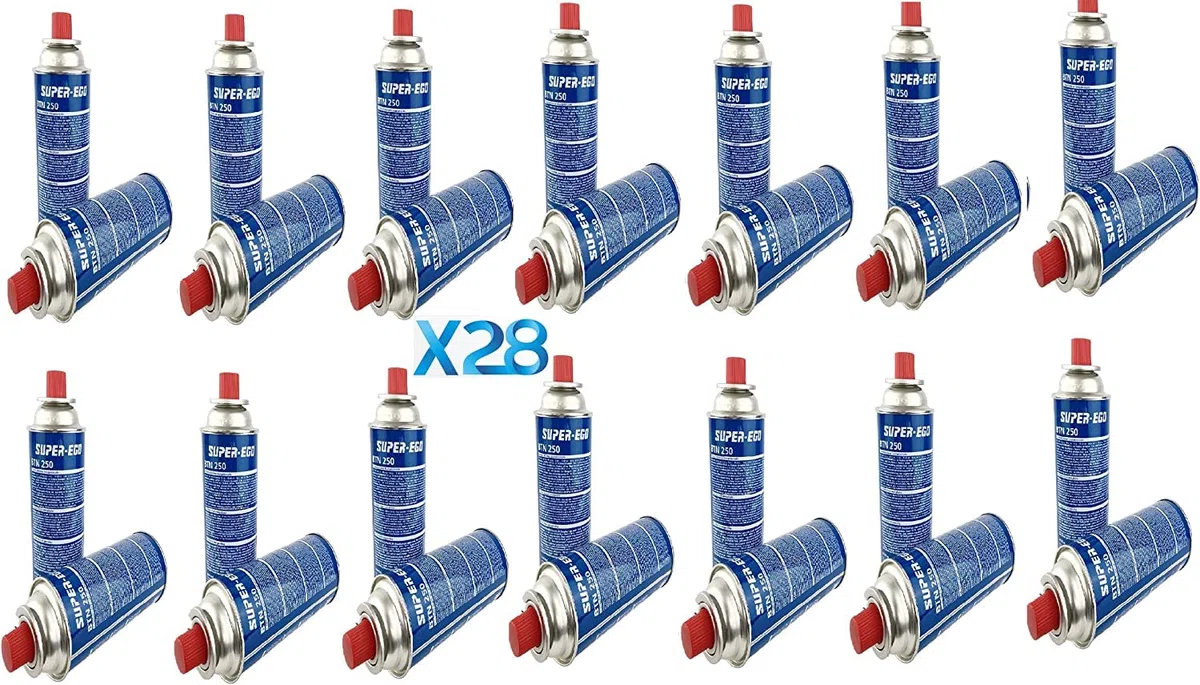 Caja 28 Cartuchos de Gas Super Ego 227g para Camping, hornillo, Quemador, soplete, Estufa poratil etc,