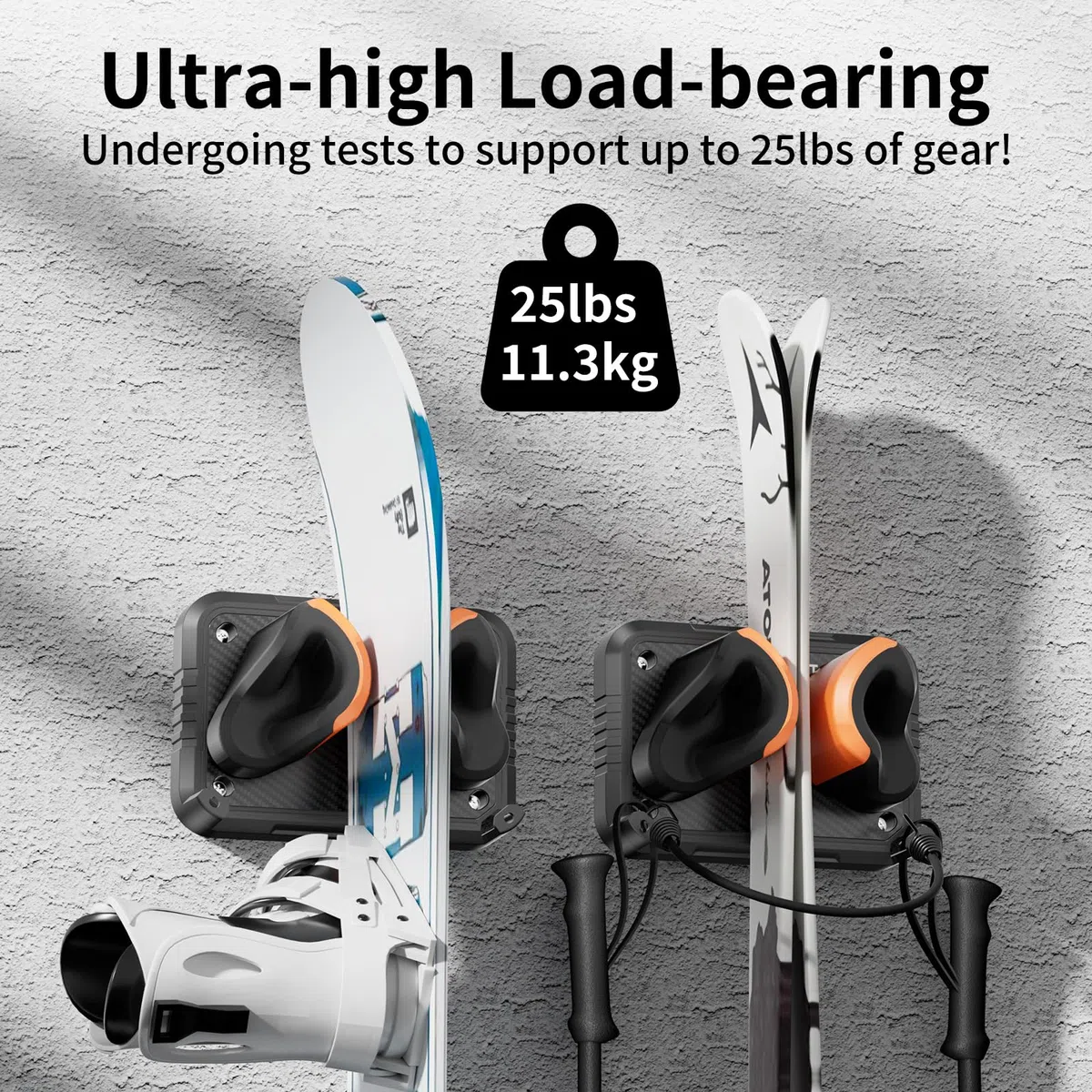 Estante de Pared para Esquí y Snowboard Compatible con Cualquier Modelo de Esquí y Snowboard Soporte de Pared de Esquí para el Hogar y el Garaje, 2 Paquete