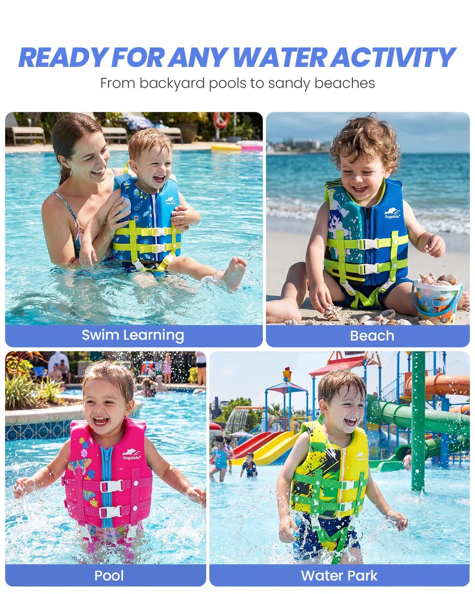Gogokids Kids Swim Vest Float Jacket, Toddler Swimming Training Flotabilidad Traje de Baño Assist Traje de Baño para 13-30 kg 1-9 años Niños Niñas