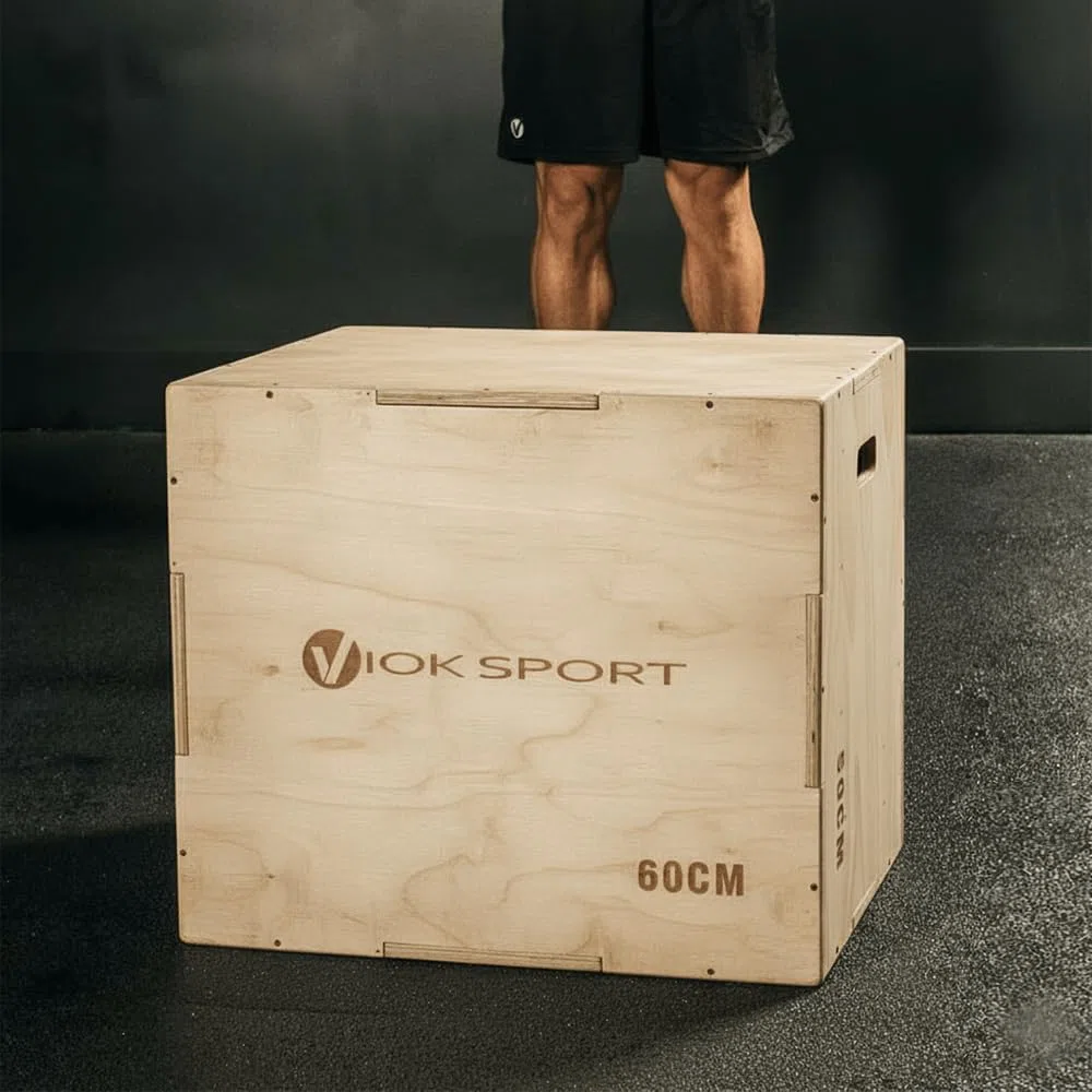 Cajón de Salto Pliométrico de Madera 50x60x75 cm Viok Sport - Equipo de Entrenamiento para Agilidad y Potencia, Ideal para Ejercicios de Fitness en Casa o en el Gimnasio