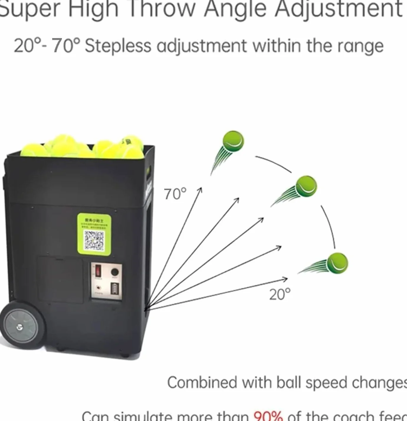 Lanzadora Pelotas Tenis Y Pádel,Lanzador Automático Pelotas Tenis,Alimentador Portátil Pelotas Tenis,Con Control Remoto,Velocidad Y Efecto Ajustables,Alta Capacidad,Funciona Con Pilas