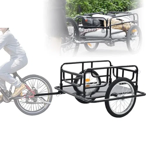 Remolque de carga para bicicleta, resistente, capacidad de carga de 60 kg, diseño plegable, enganche universal para un transporte cómodo
