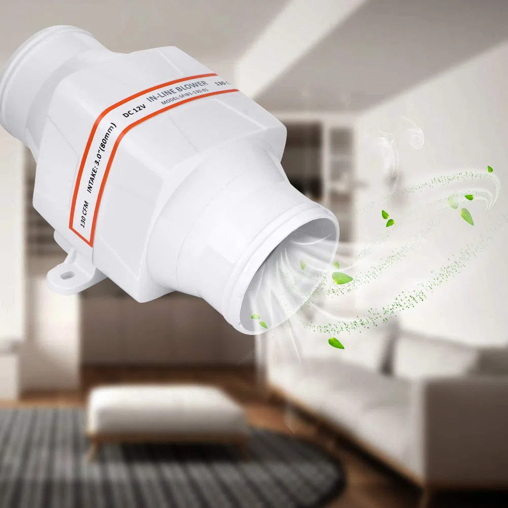 EBTOOLS Soplador de Aire de Sentina Marina 3 Pulgadas Ventilador de Ventilación Fuerte Alta Velocidad Mudo para Yate Caravana Auto Turístico Extractor de Aire