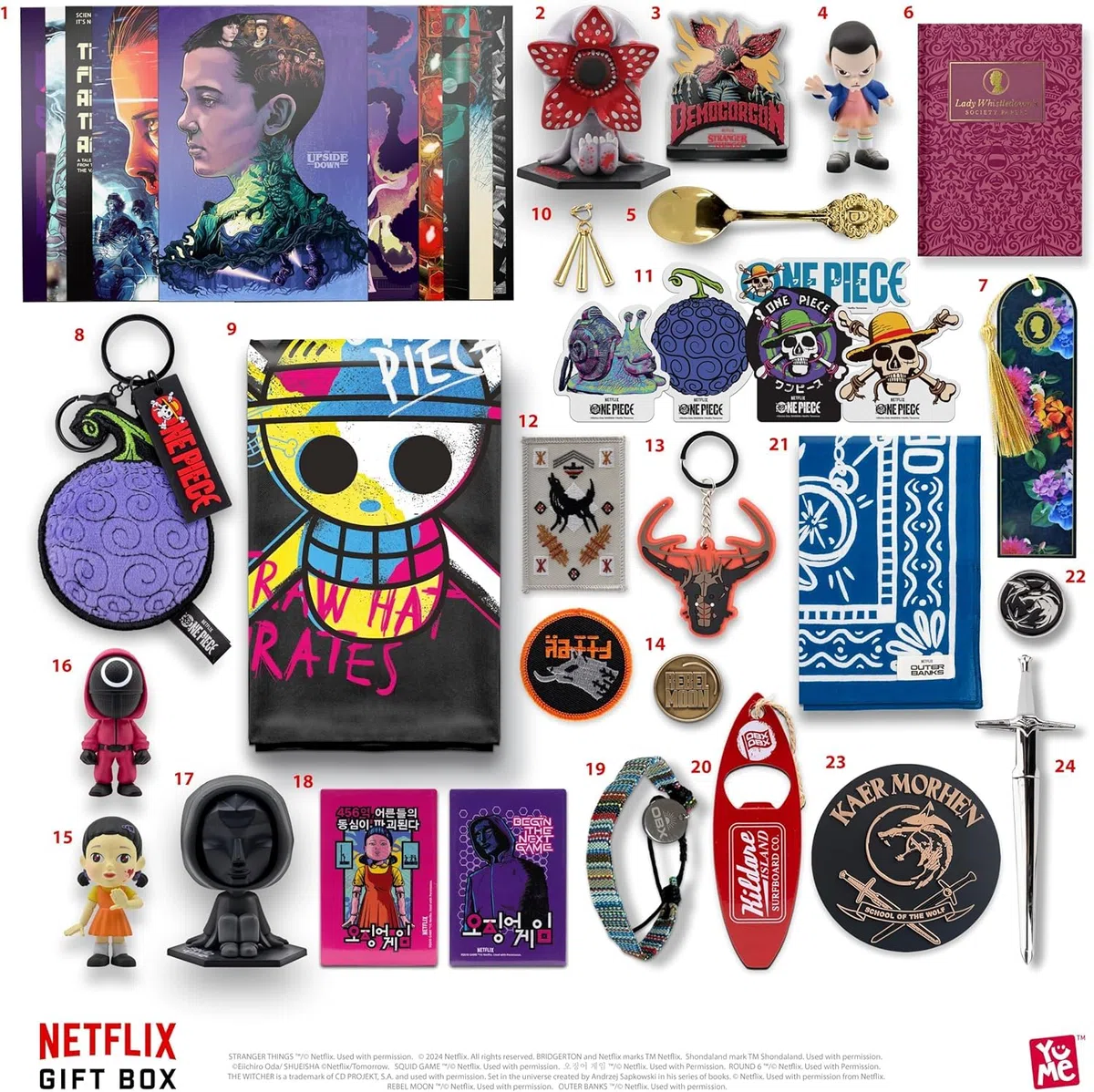 YuMe 15309 - Scatola regalo Netflix, calendario dell'Avvento con effetto sonoro, da 16 anni, 24 sorprese da 7 popolari serie Netflix