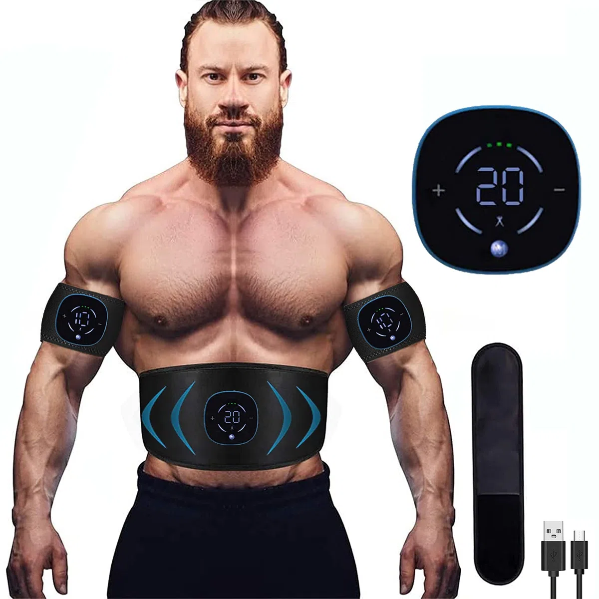 EMS Electroestimulador Muscular Abdominales, 10 Modos, 20 Niveles Diferentes para, Electroestimulacion Estimulación ABS Trainer para Abdomen/Brazo/Piernas/Cintur