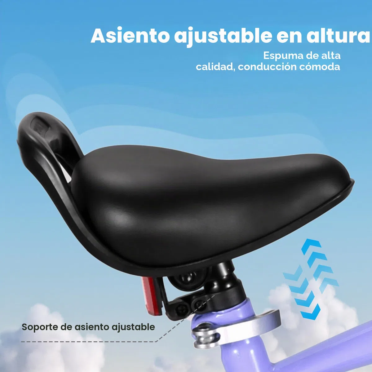 BODIOO Bicicleta infantil de 16 pulgadas para niños y niñas con asiento ajustable, ruedas estabilizadoras, freno de mano, freno de contrapedal y marco estable para ciclistas de 104 a 117 cm (morado