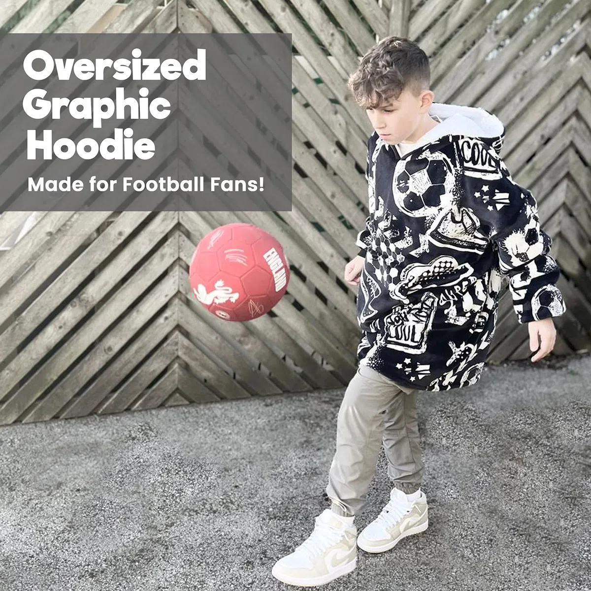 The Big Softy Manta Deportiva con Capucha para Hombres y niños, Manta usable de Gran tamaño para niños, Adolescentes, Adultos, Manta con Capucha de fútbol y Baloncesto para niños