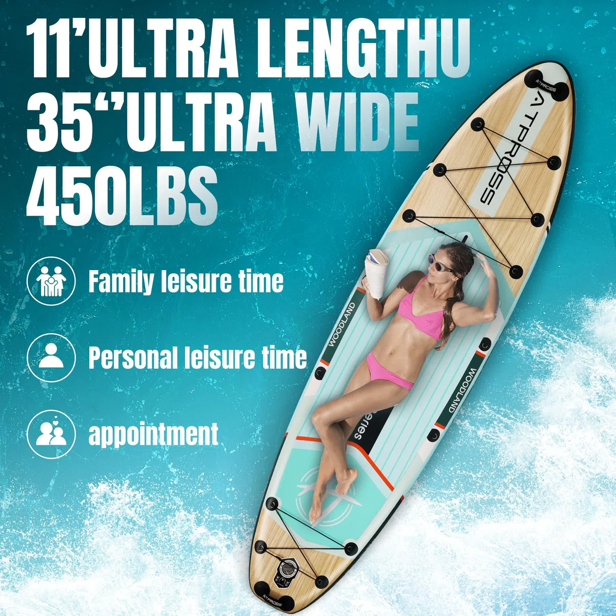 Tabla Paddle Surf Hinchable Inflable Extra Grande para Adultos, con Capacidad para 204,1 kg. con Kit de Accesorios Mochila. Kayak Inflable, Antideslizante, Ideal para Yoga,