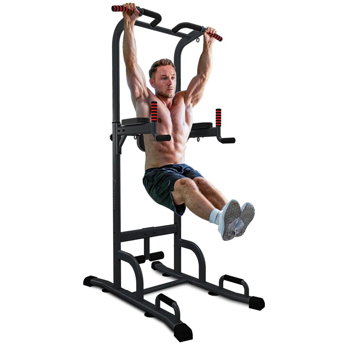 Sportstech Power Tower PT300 | Estación Multifuncional de Entrenamiento 7in1 | Torre de Musculación para Dominadas y Dips | Agarres para Flexiones + Anillas para Cuerdas de Resistencia y Suspensión