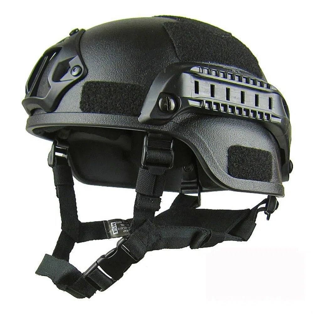 Casco táctico, estilo militar ligero del ejército, casco rápido, combate SWAT, para airsoft al aire libre, paintball, juego CS, CQB, protección para la cabeza de seguridad (negro)
