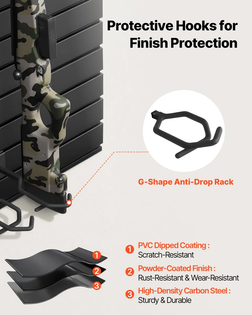 VEVOR Estante de Pared para Armas de Fuego, Soporte de Montaje en Pared, Capacidad de 2 Escopetas y 4 Pistolas, Organizador de Accesorios con Ganchos Adicionales, Acero al Carbono, para Taller Garaja
