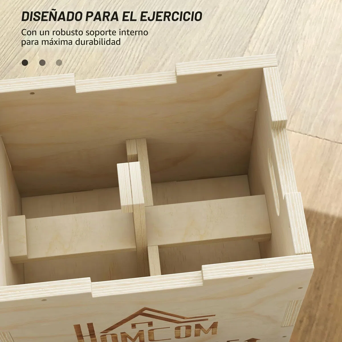 HOMCOM Box Jump pliométrica 3 en 1 - Aparato para saltar, musculación, fitness y crossfit plyobox para caja de entrenamiento de madera