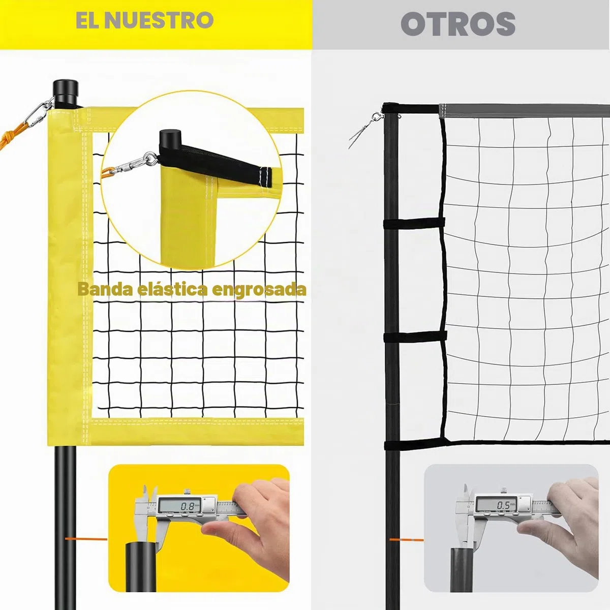 Juego de Red de Voleibol, 9,5 m x 1 m, Juego de Voleibol de Playa, Juego Completo de Red Plegable con Postes de Acero, Marcas de Campo, Voleibol y Bolsa de Transporte, líneas de Voleibol, Altura