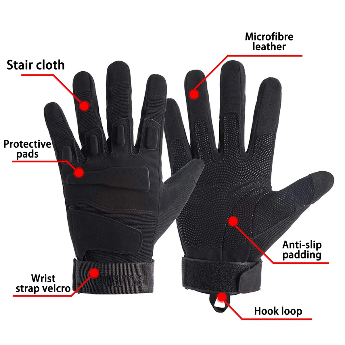 Guantes Militares tácticos para los Hombres, Dedo Completo Duro nudillo Guantes para la Caza de la Motocicleta Airsoft Paintball Protección de los Deportes de Trabajo Pesado,Negro,XL