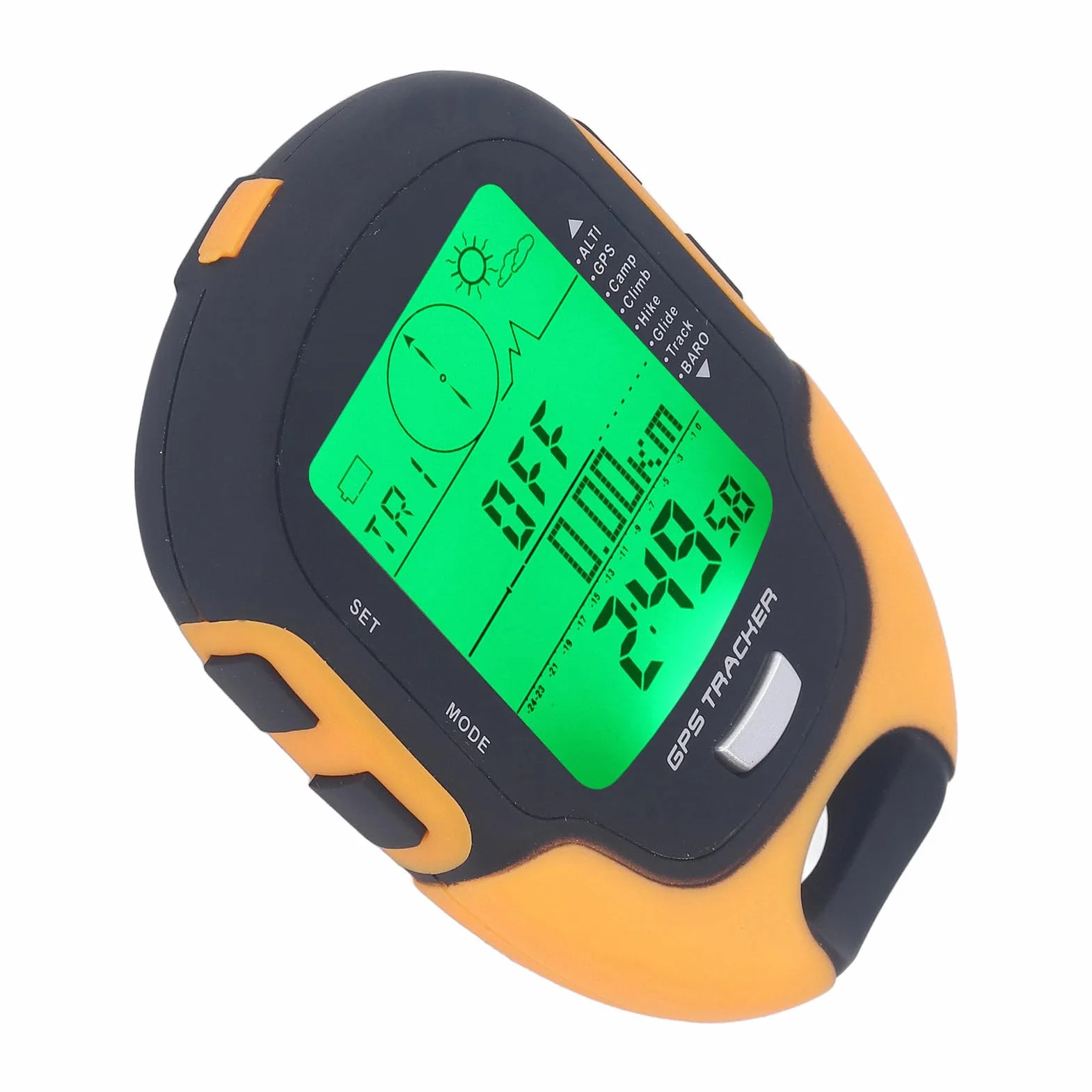 Fockety GPS Barómetro, IPX4 Impermeable Multifuncional Altímetro Brújula Previsión del Tiempo Termómetro, Probador de presión barométrica con Linterna LED, grabación