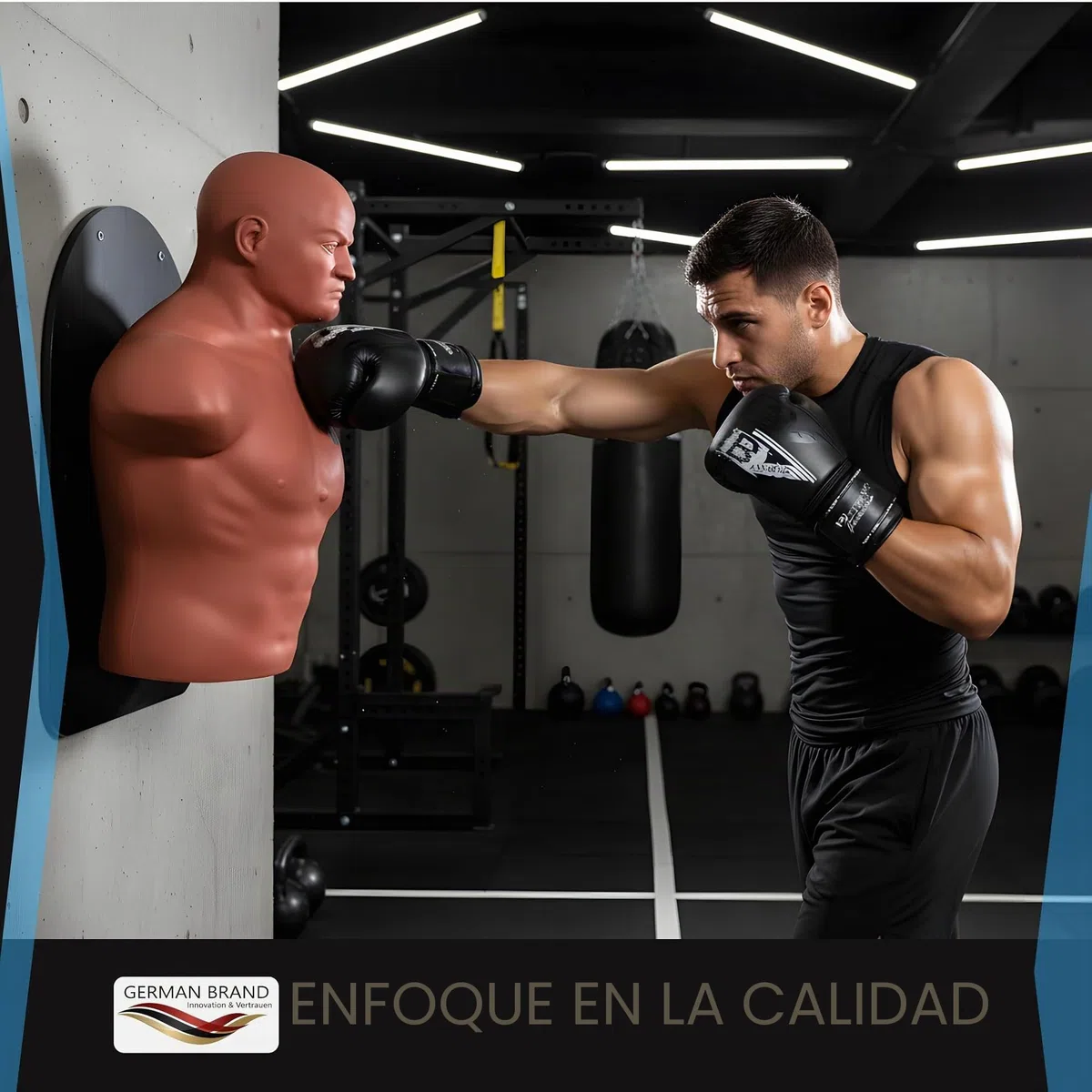 FOX-Fight Muñeco de boxeo con almohadilla para golpear, para colocar en pared, Negro , 76cm Höhe / ca. 53cm Breite