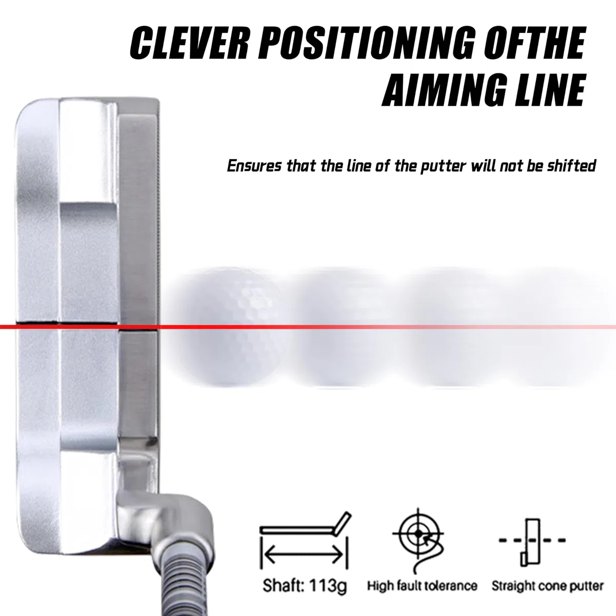 PGM Putter zurdo para hombre – Eje de acero 950, cabeza de acero inoxidable – Easy Flop Shots