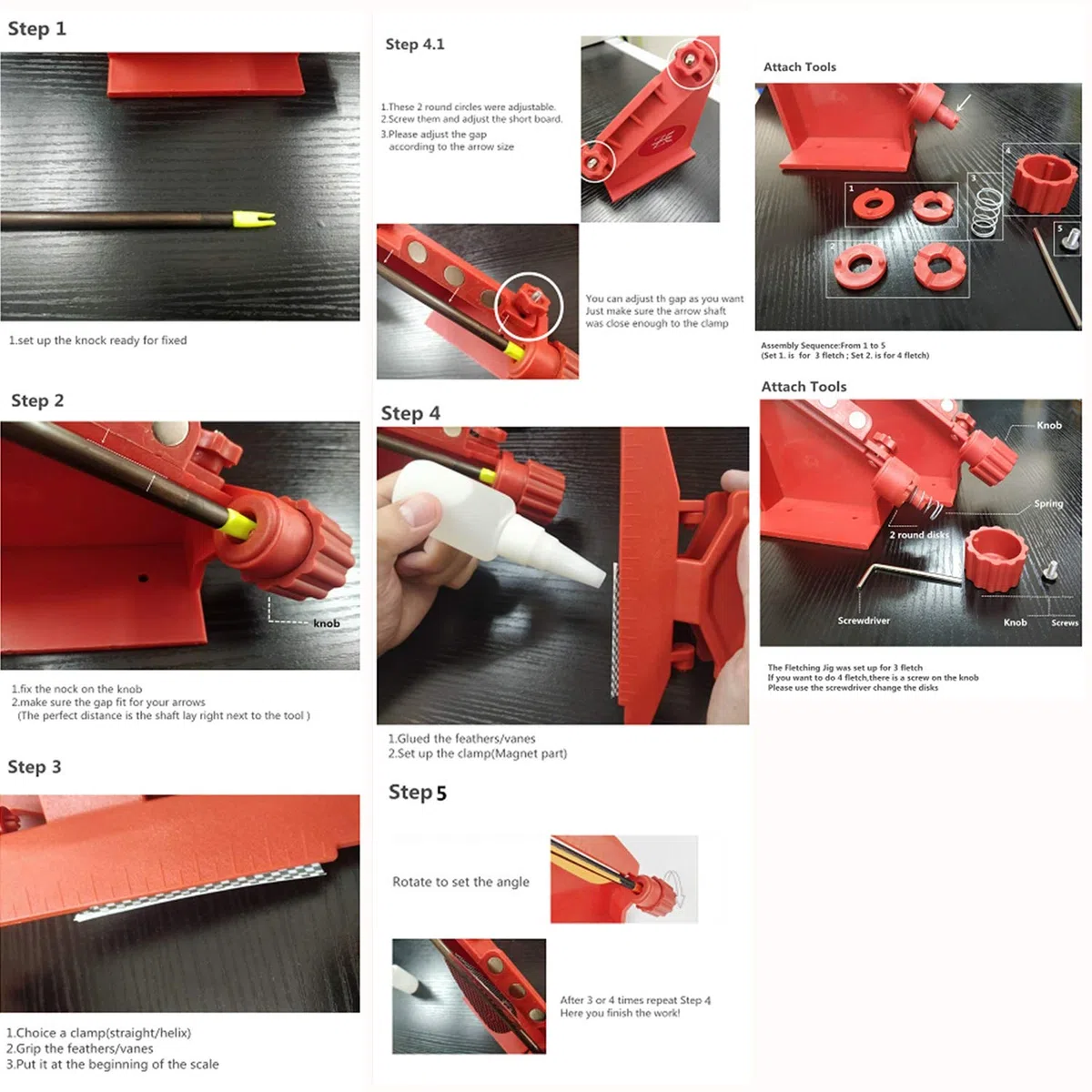MS JUMPPER - Plantilla de Flecha Ajustable para Tiro Recto y Helix, Herramienta con Abrazadera para Flechas de Tiro con Arco, Rojo