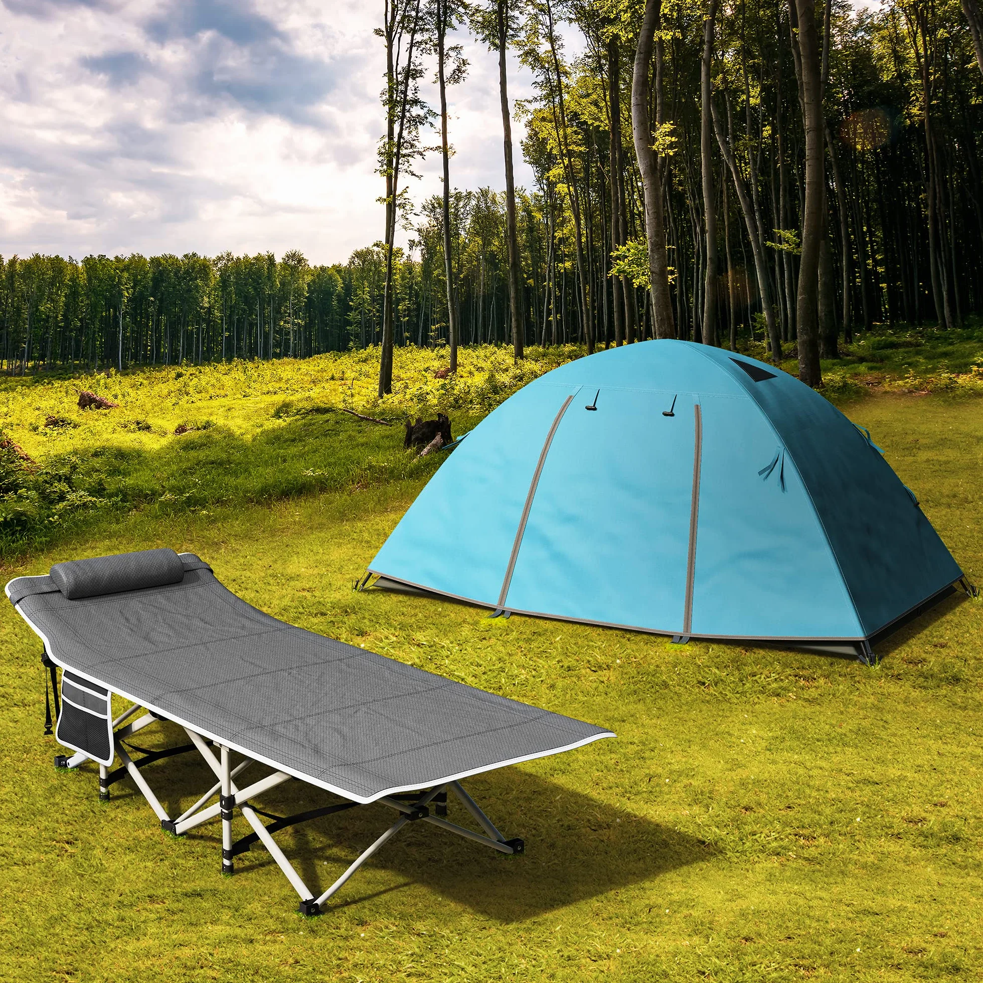 YITAHOME Cama de Camping Plegable para Adultos, Cama de Campamento portátil Extra Ancha de 28" para Trabajo Pesado, Cuna Cómoda para Dormir con Capacidad de 300 kg para Viajes/Oficina/Exterior