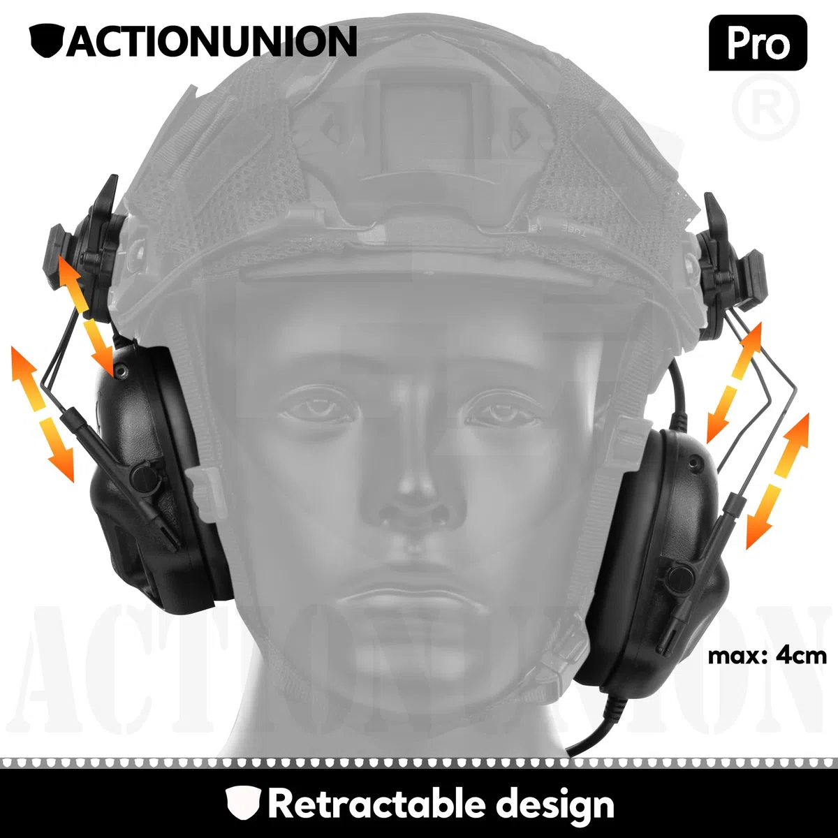 ACTIONUNION Auriculares tácticos Pro con cancelación activa de ruido para casco Airsoft Fast (negro)