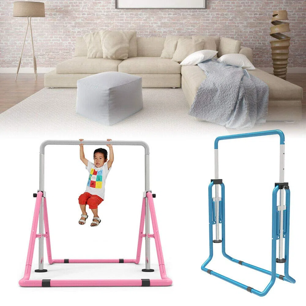 TFCFL Gimnasia Horizontal Bar Training Kids Expandable Gym Sportausrüstung Trainingsgeräte Outdoor Höhenverstellbar 129 cm, azul (azul)