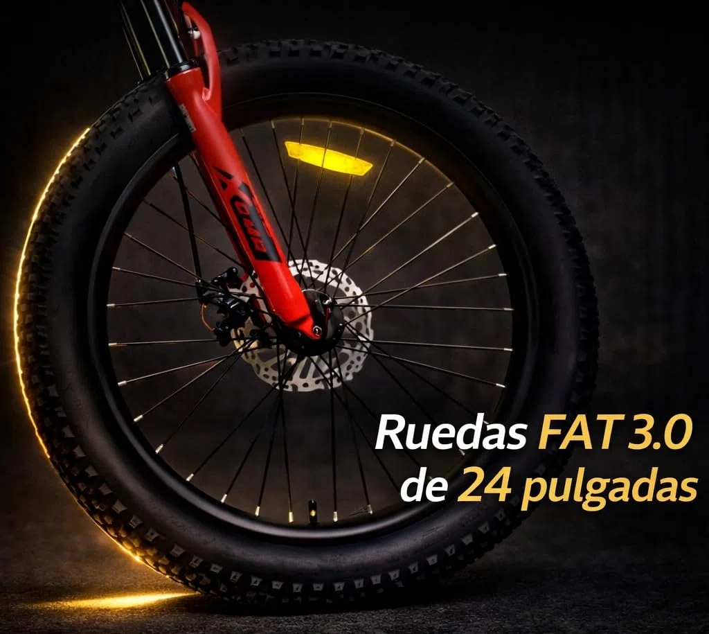 ️ Bicicleta 24 Pulgadas niño 8-12 años | Bicicleta de montaña + Ruedas Fat 3.0 + 21 Velocidades Shimano + Suspensión Delantera | Ideal para Aventuras al Aire Libre (Gris-Roja)
