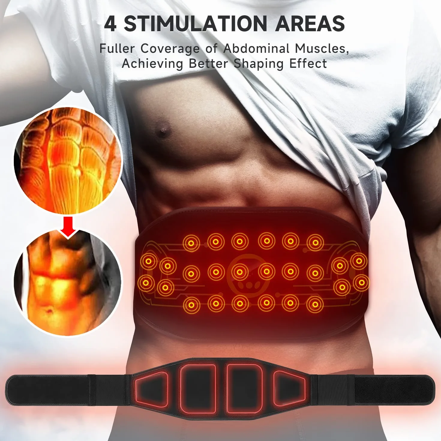 EMS Electroestimulador Muscular, Abdominales Electroestimulacion, Abdominales Cinturón, Masajeador Eléctrico Cinturón, 6 Modos y 15 Niveles de Intensidad (Hombres/Mujeres) - Verde