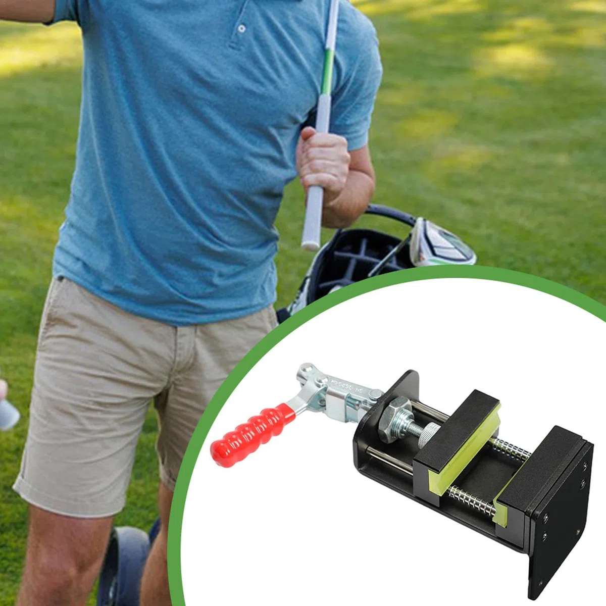 Abrazadera de palo de golf, abrazadera para palo de golf, herramienta de tornillo de banco de golf – Quick Shaft Clamp Grip Remover accesorios de taller para golfistas de todos los niveles