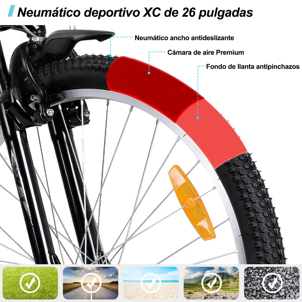 Hiland Bicicleta de Montaña Mujer 26", 18 Velocidades, Resistente, Cuadro de Acero al Carbono, Ciudad y Ocio, Frenos en V, Confortable - Color: Azul Claro/Morado/Blanco