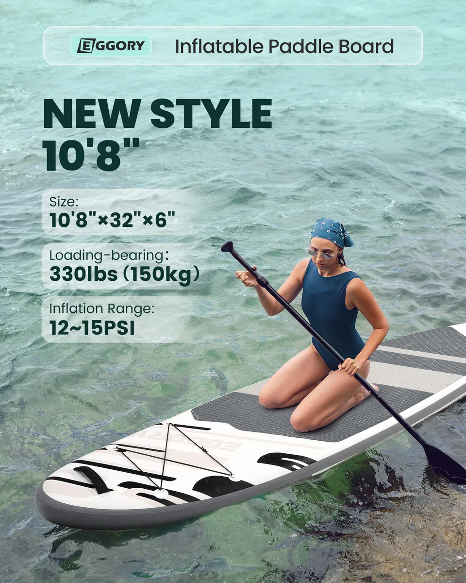 Tabla de surf de pie con remo, kit completo, incluye: remo ajustable, bomba, mochila para viaje ISUP, correa, bolsa impermeable, para adultos, gris (pop-Grey)