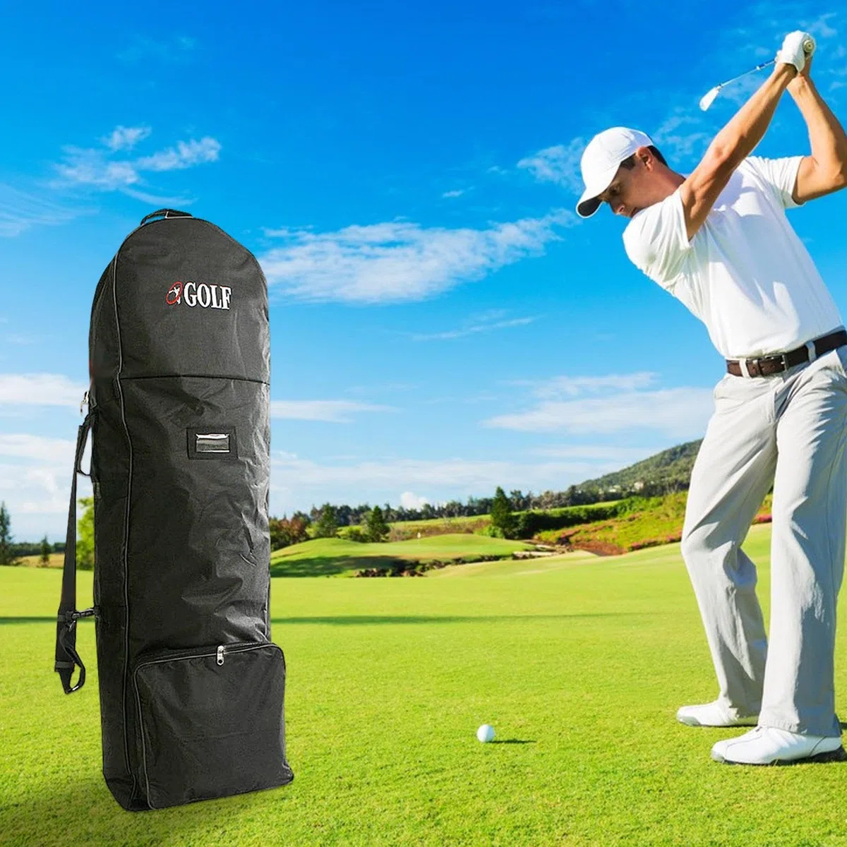 De Viaje De Golf | Cubierta De Protección De Viaje Para El Club De Golf Con Tirantes Ajustables, De Vuelo Con Ruedas Para Aviones De Tren Del Metro