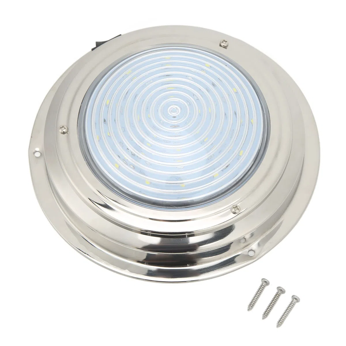 Tbest Luz de Cortesía LED para Barcos Acero Inoxidable 316 18 Cuentas de Lámpara Alto Brillo IP65 12 V Iluminación Interior Marina Redonda para RV Yate Cabina Baño Pasillo (Luz Blanca y Luz Roja)