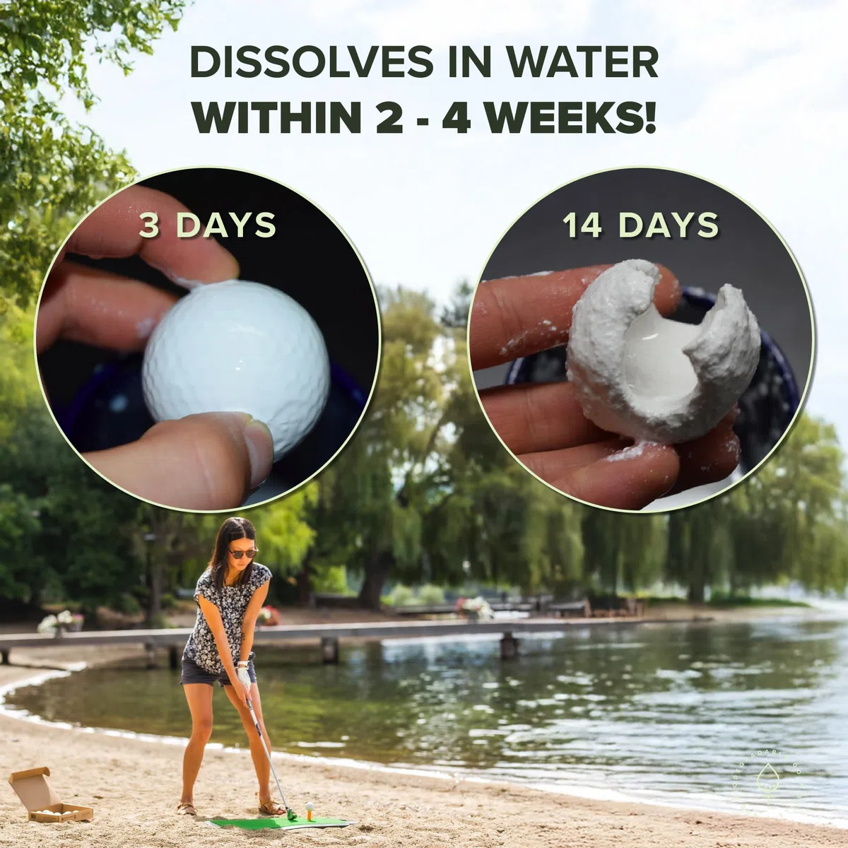 Biodegradable Golf Balls Pelotas de golf solubles en agua, regalo de golf respetuoso con el medio ambiente, solubles en agua para campos de conducción cerca del agua, perfectas para práctica al aire
