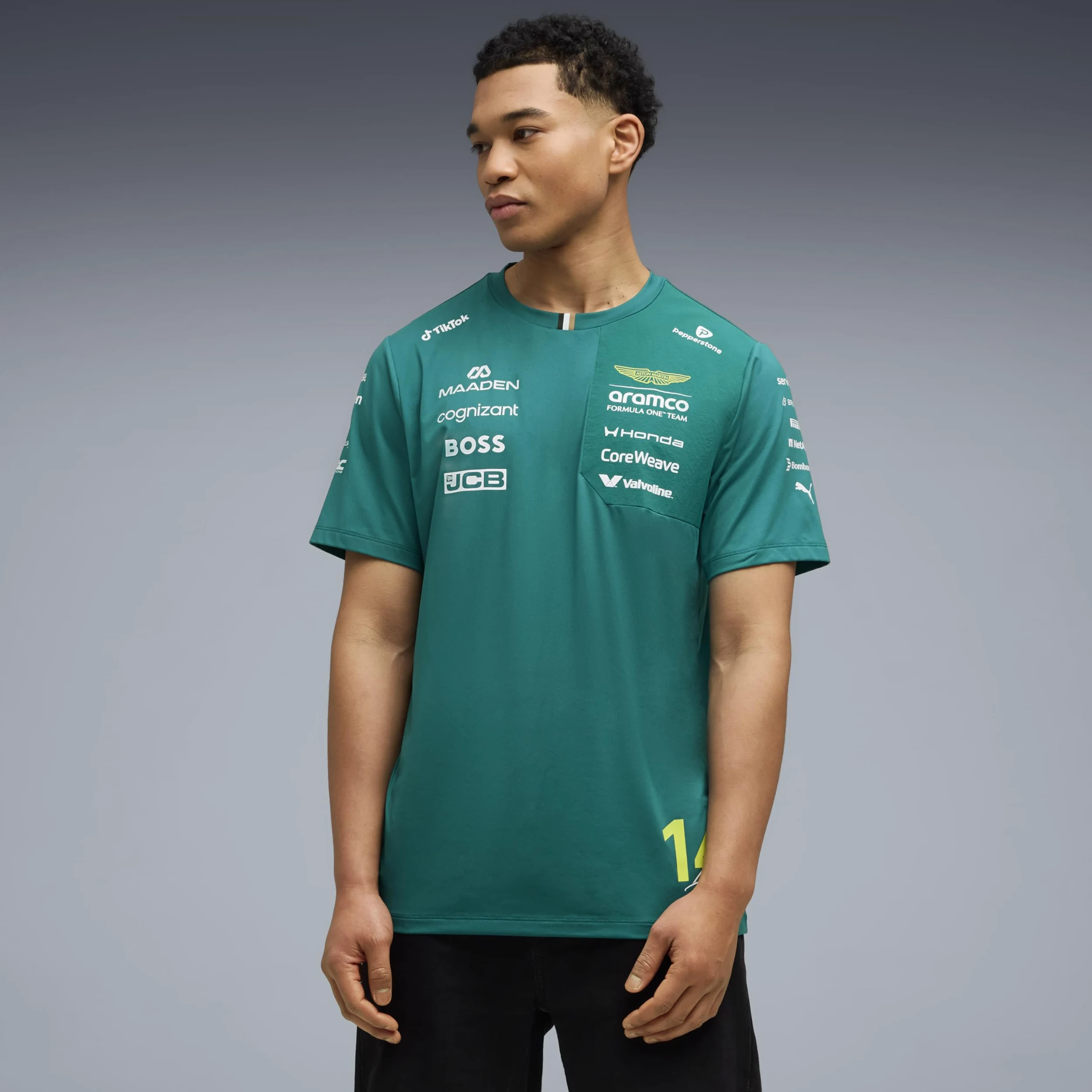 PUMA Aston Martin F1 2026 Camiseta del Equipo Fernando Alonso para Hombre – Verde