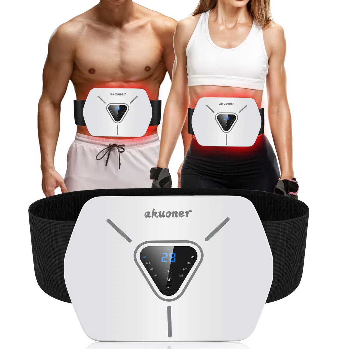 Electroestimulador Abdominal -EMS Cinturón de Entrenamiento para Hombres Y Mujeres 8 Modos Y 30 Intensidades Estimulador Muscular Abdominal para Casa Oficina Y Gimnasio