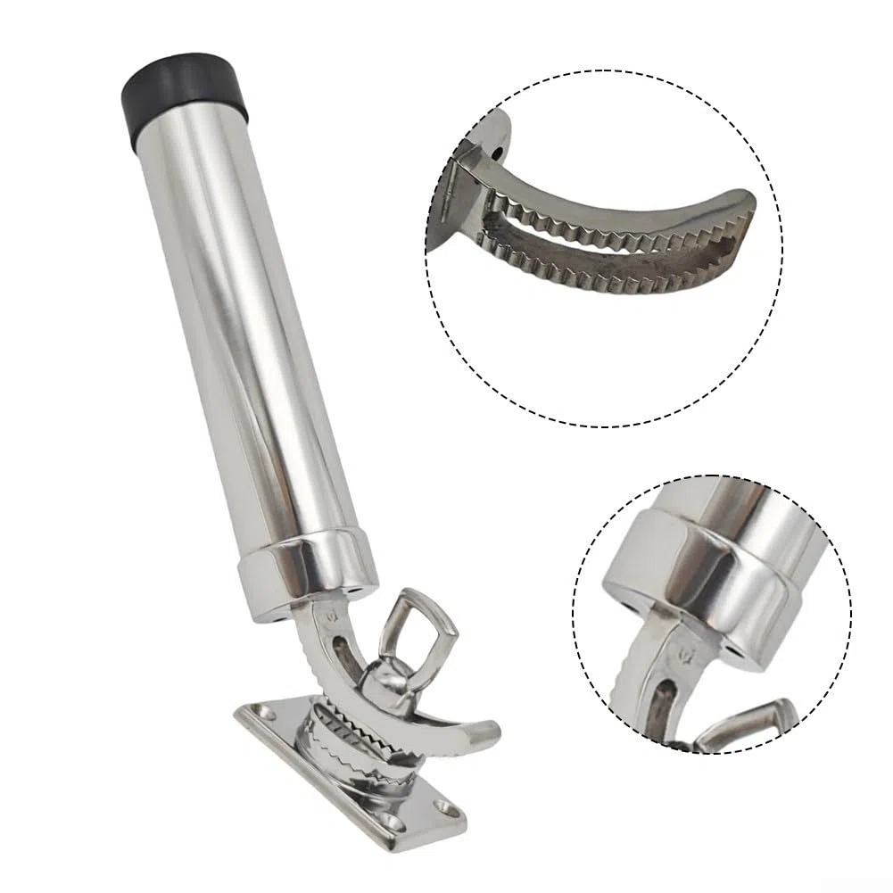 Soporte para caña de pescar marina de acero inoxidable 304, soporte de montaje en cubierta de yate, giratorio de 360 grados, inclinación de 90 grados, soporte extraíble ajustable, base