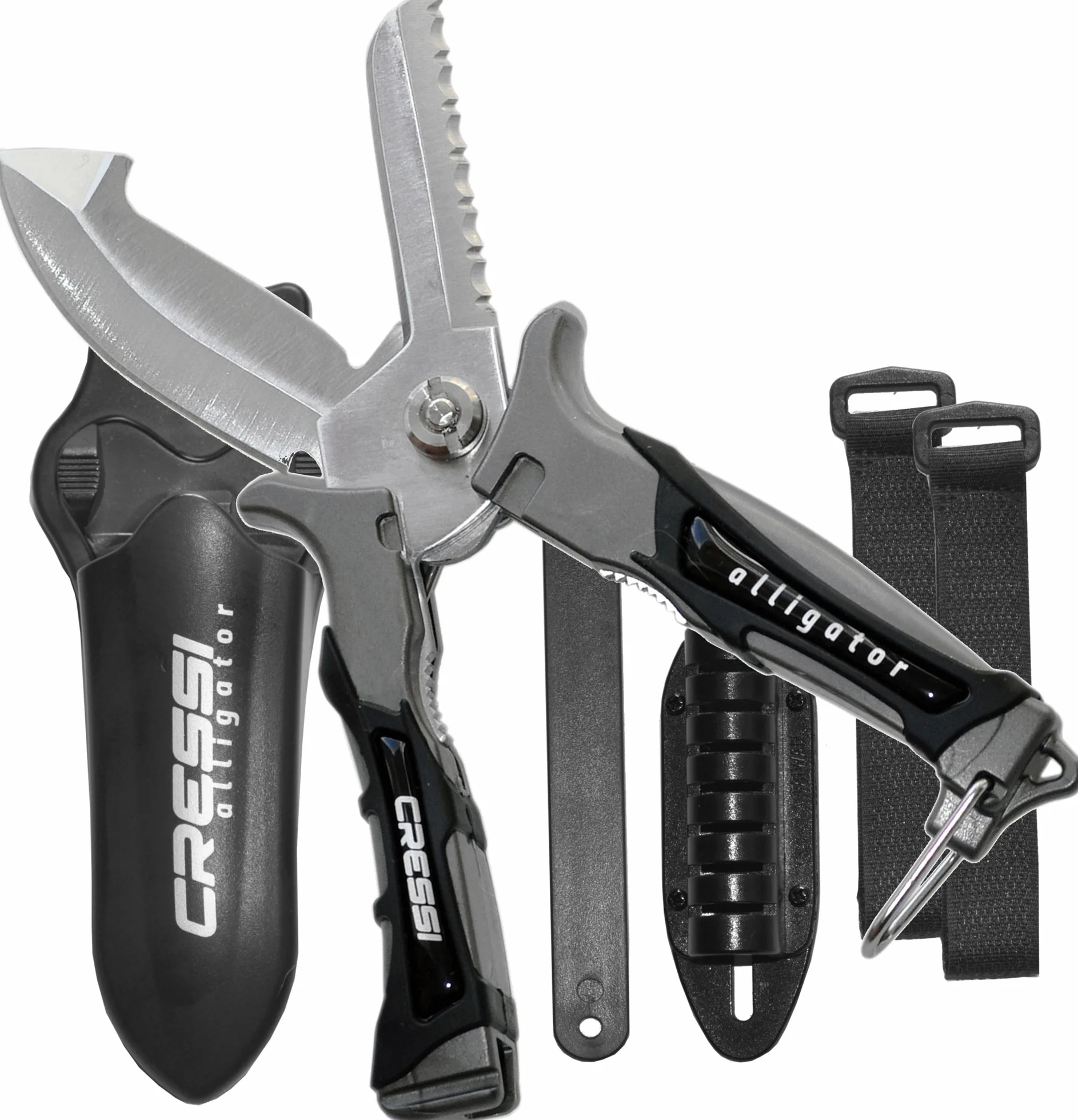 Cressi Alligator– Cuchillo-Tijera de Buceo, 17,5 cm
