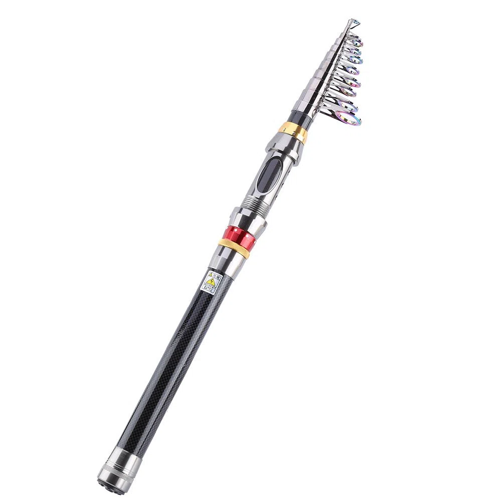 Cocoarm Caña de Pescar Telescópica Fibra de Carbono Portátil Super Light Pistol Grip Caña de Pescar Bass 2.1/2.7/3.0/3.6m para Viajes de Agua Salada Y Agua